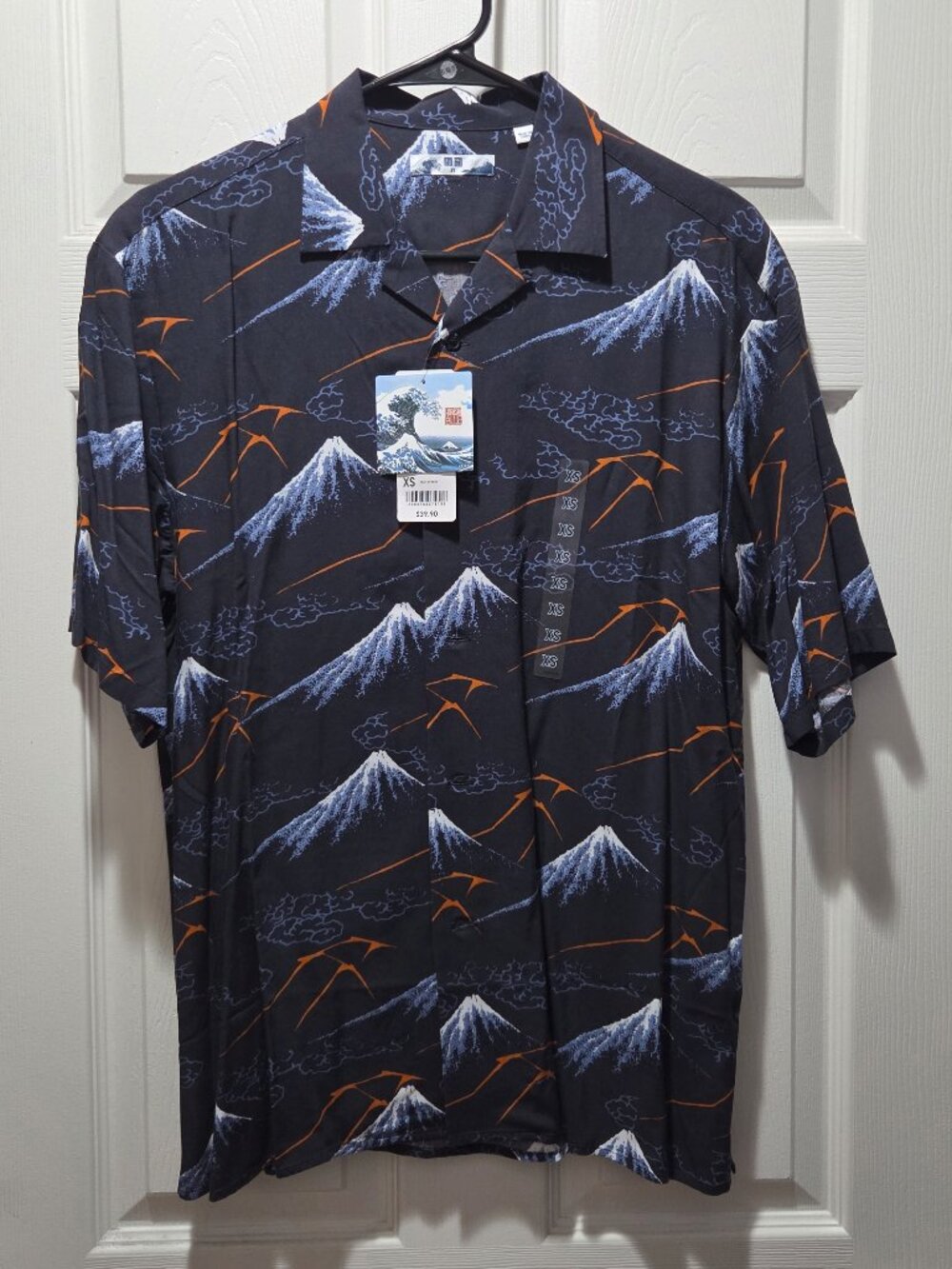 Uniqlo Hokusai Camp Open Collar Graphic Hawaiian Shirt Men's XS